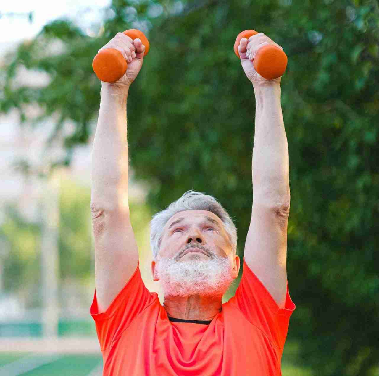 dumbell training man